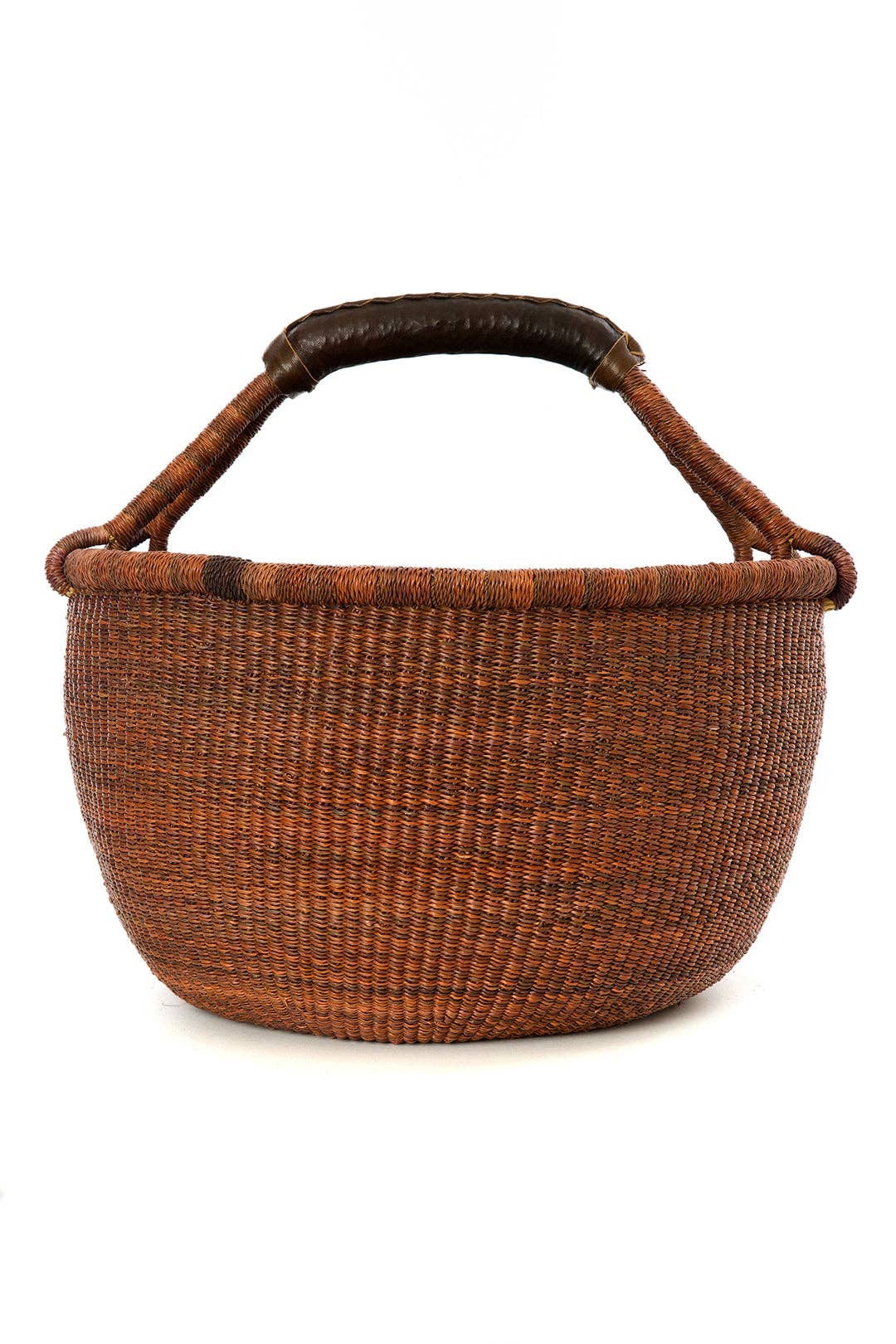 Gingerbread Bolga Basket with Leather Handles