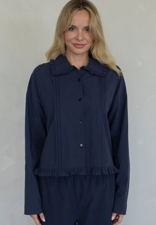 Talia Blouse: Midnight / L