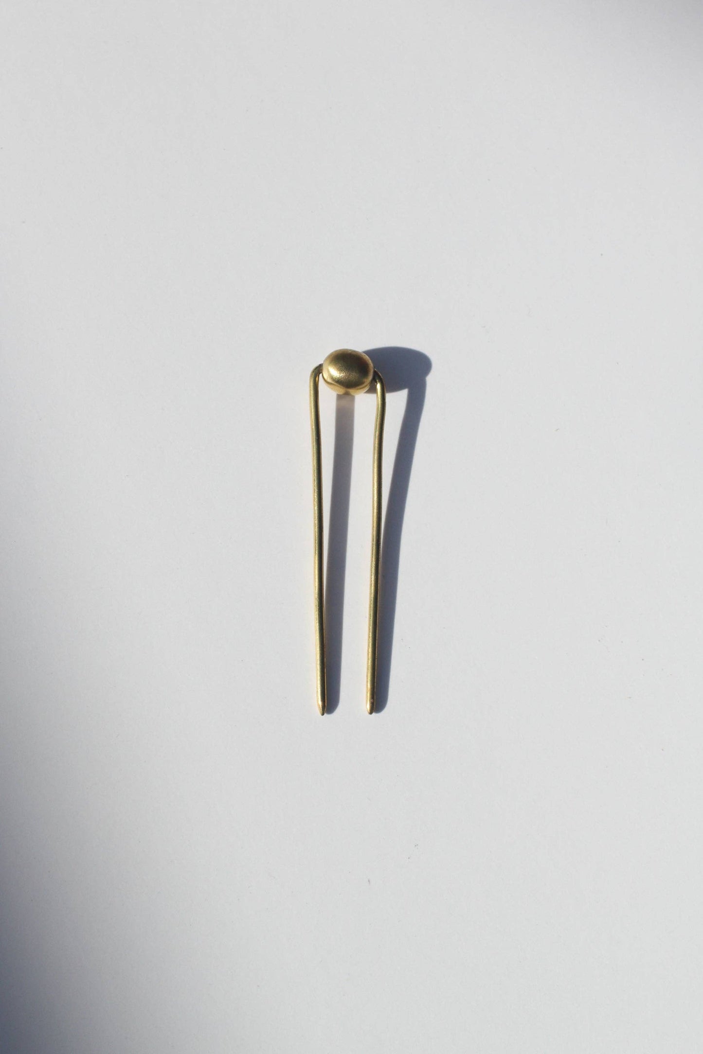 Raw Brass Bead Hair Pin | Full 5"