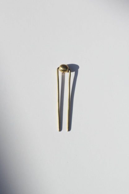 Raw Brass Bead Hair Pin | Full 5"