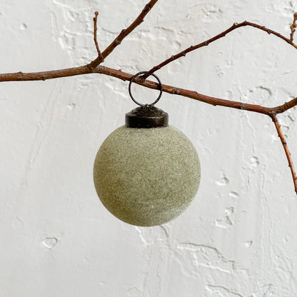 Sage Flocked Bauble Ornament | 3"