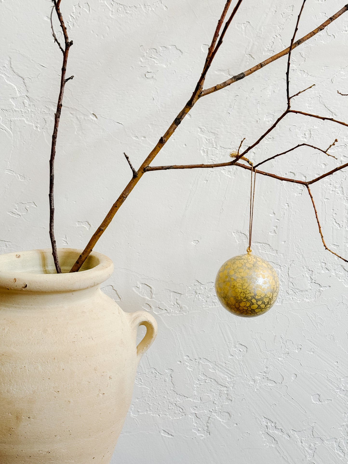 Champagne Pebble Paper-Mache Ornament | 3"