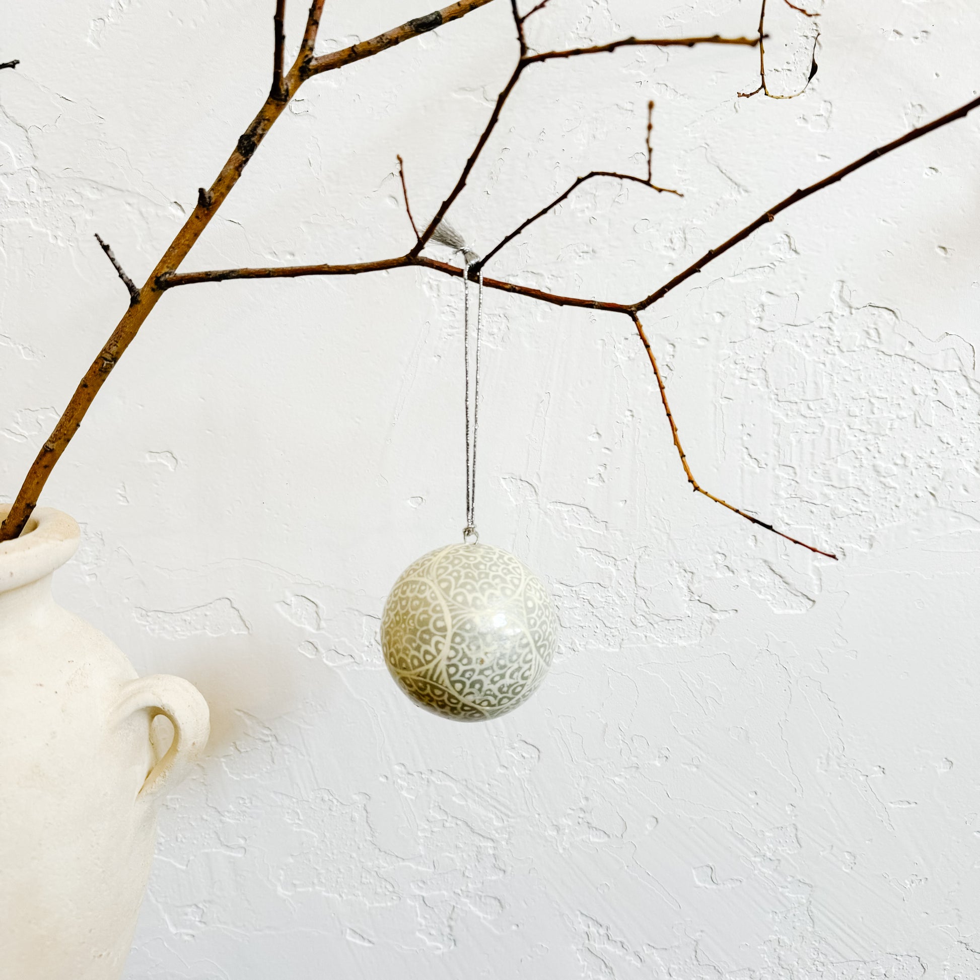 Silver Obsidian Paper-Mache Ornament | 3"