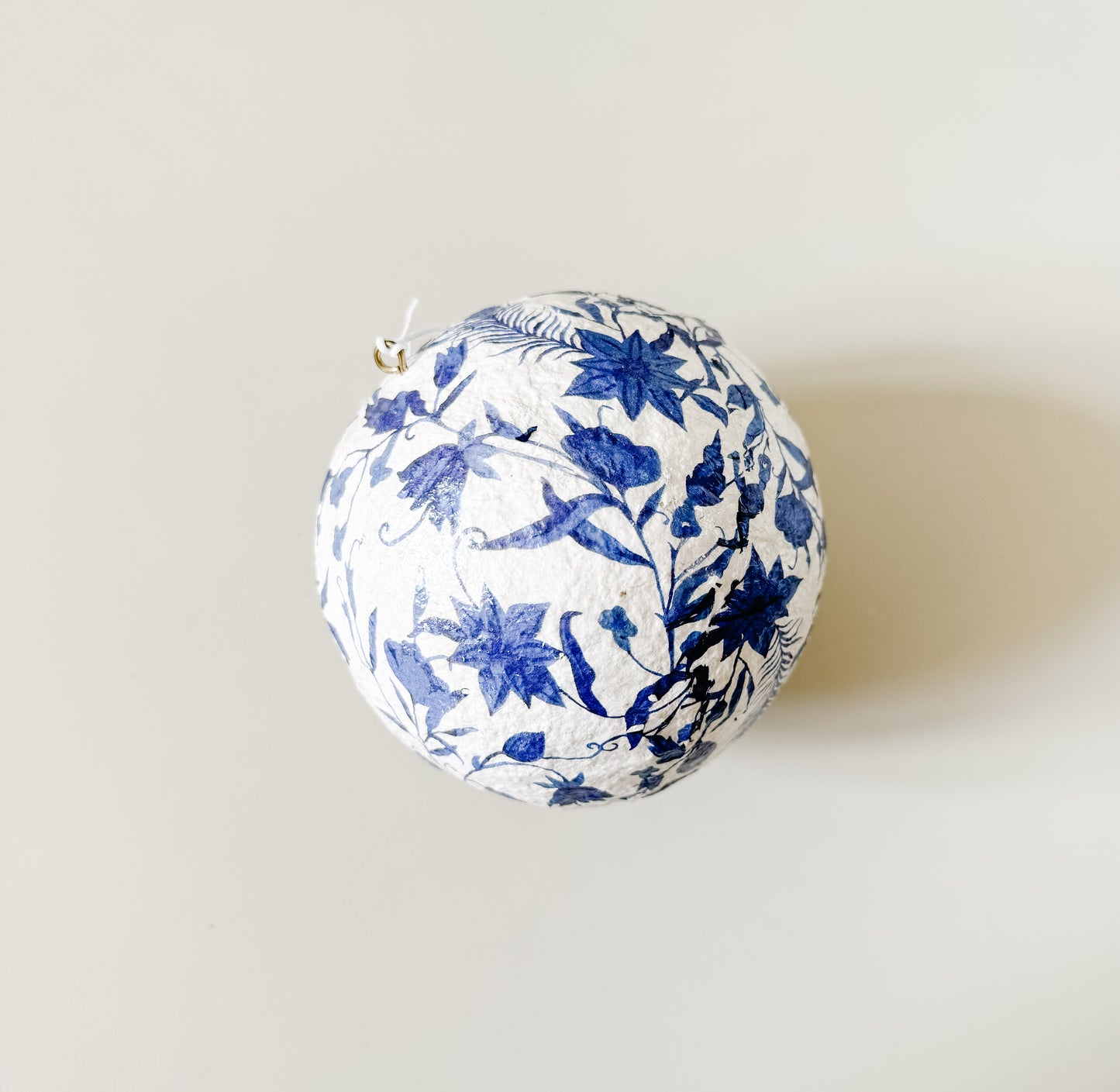 Blue floral Paper mache' ornament | 4"