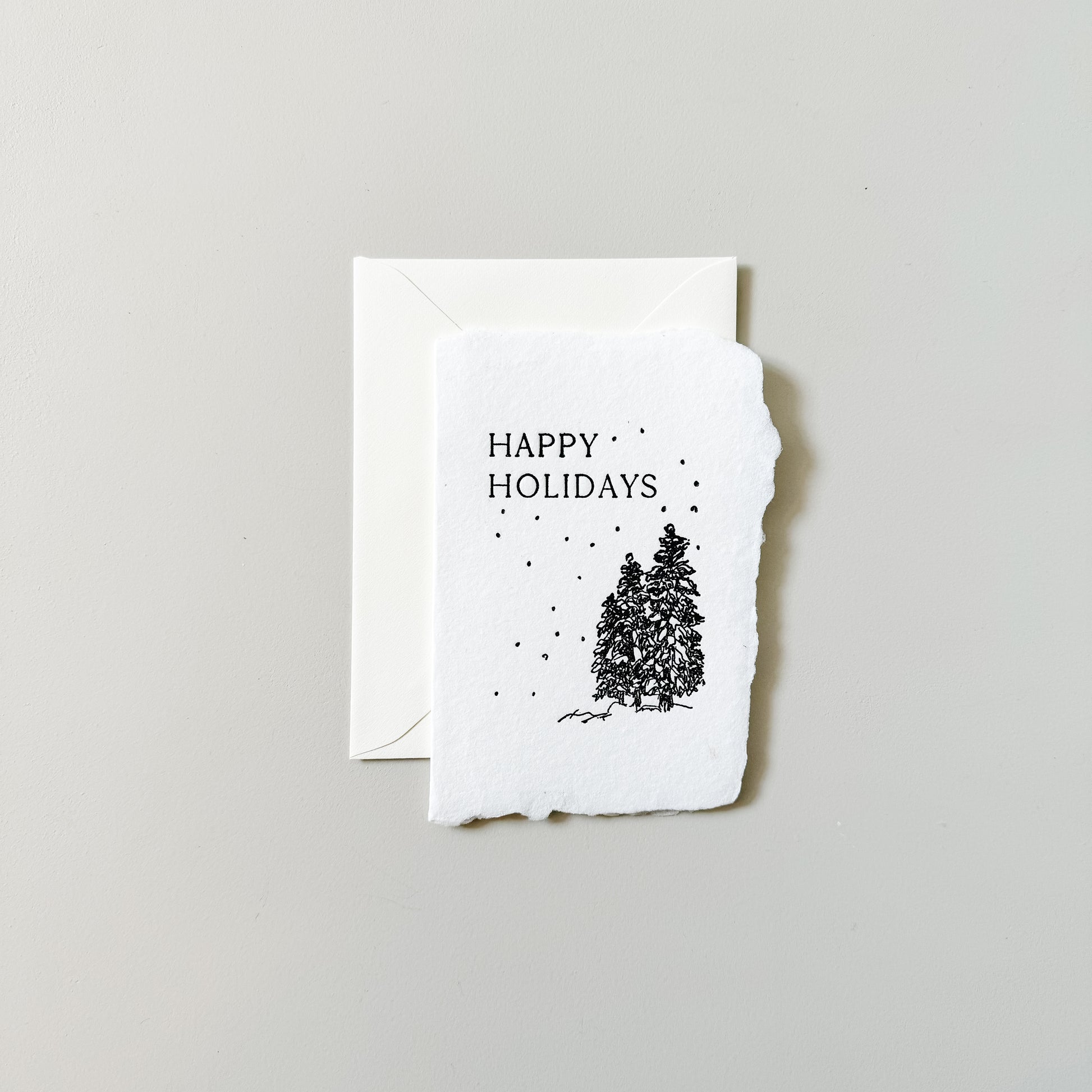 snowy trees happy holidays card