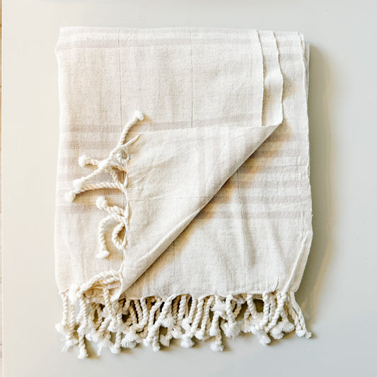 Turkish Bath Towel | Beige Striped