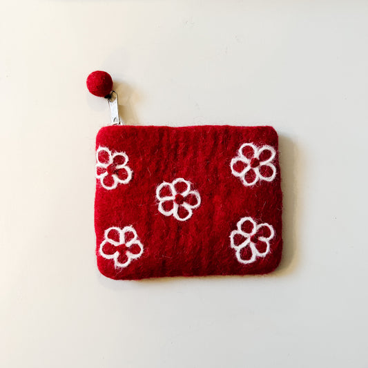 Five Flowers Design Coin Purse | Red