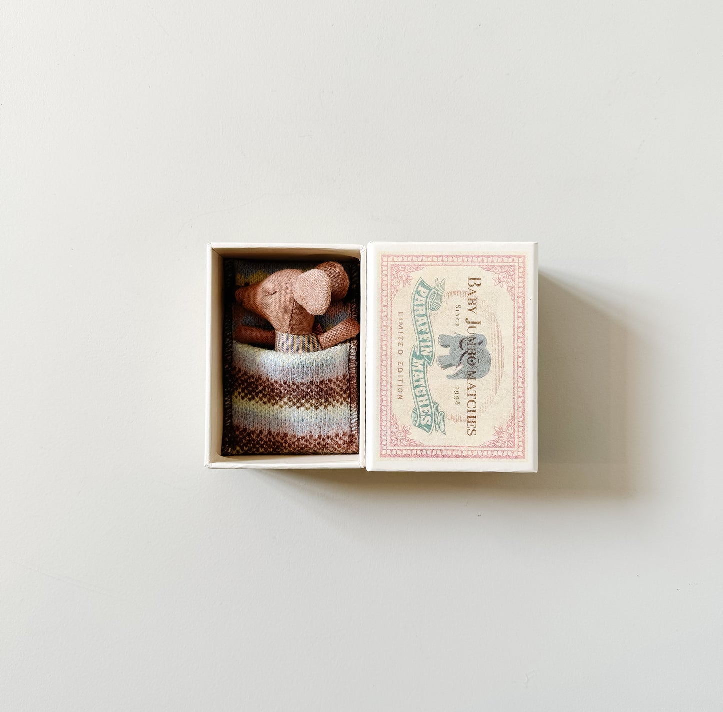 Sleepy Wakey Baby Mouse in Matchbox | Rose | Maileg