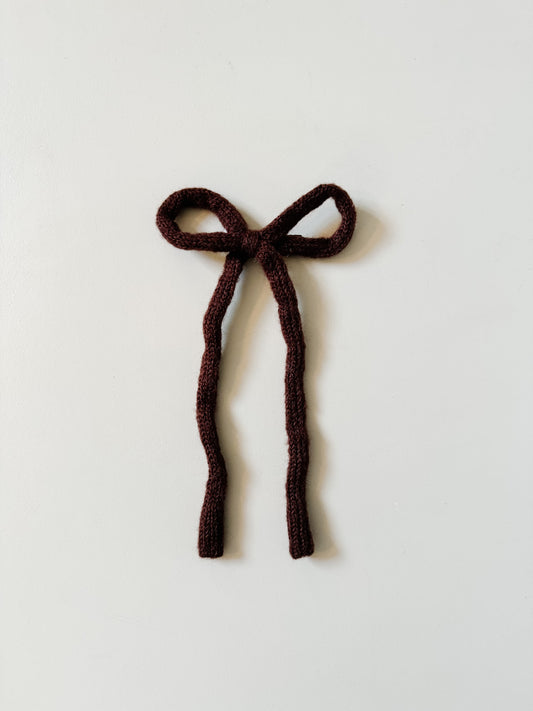 Knit brown bow clip