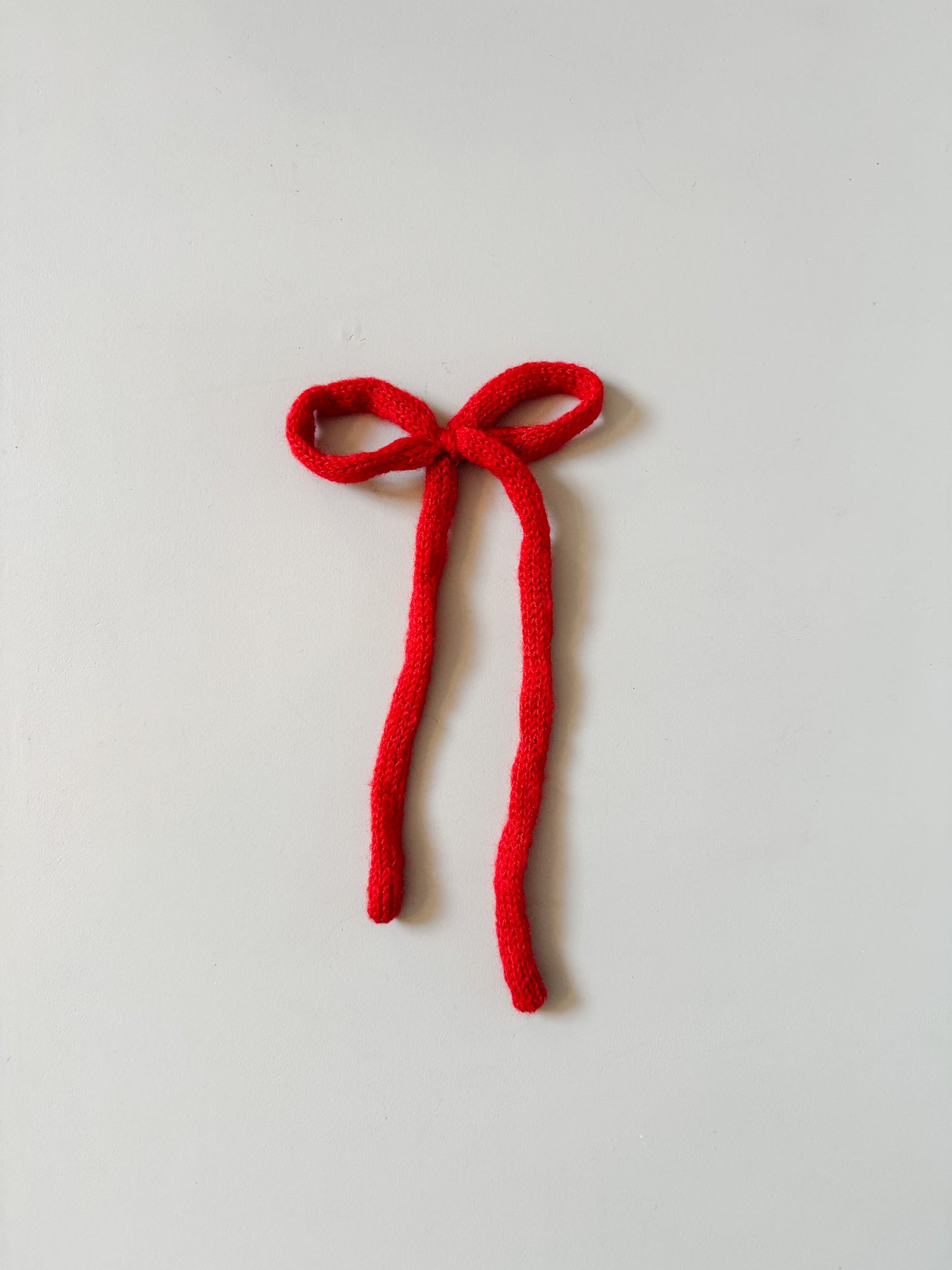 Red Knit Long Bow Clip