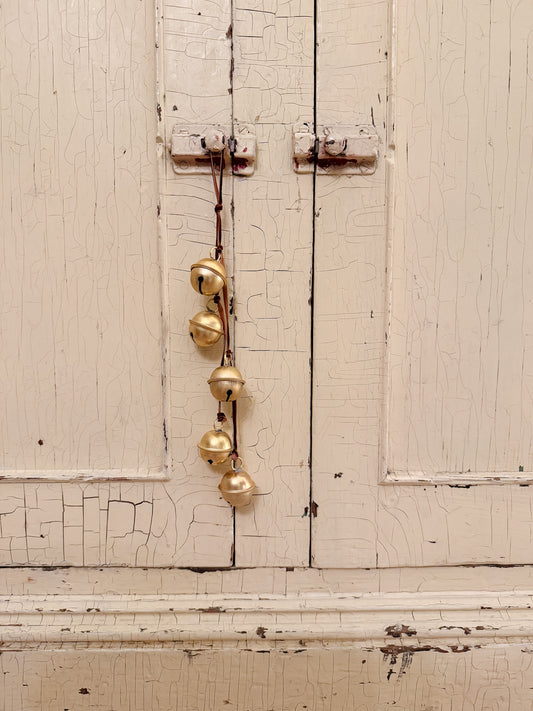 Brass Jingle Bell Cluster | Rust Velvet Ribbon