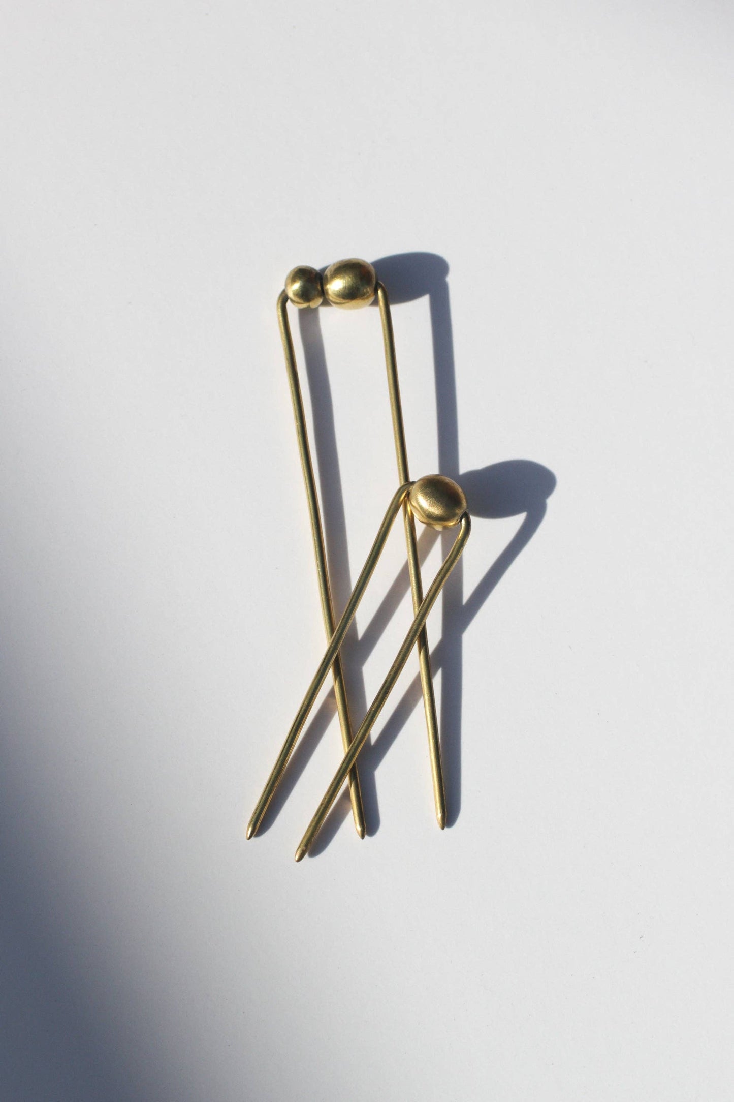 Raw Brass Bead Hair Pin | Mini 3.5"