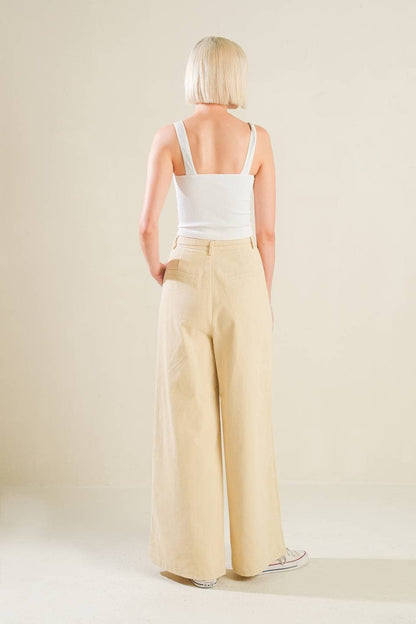 A solid woven pant - FP1296: Beige / Contemporary / M