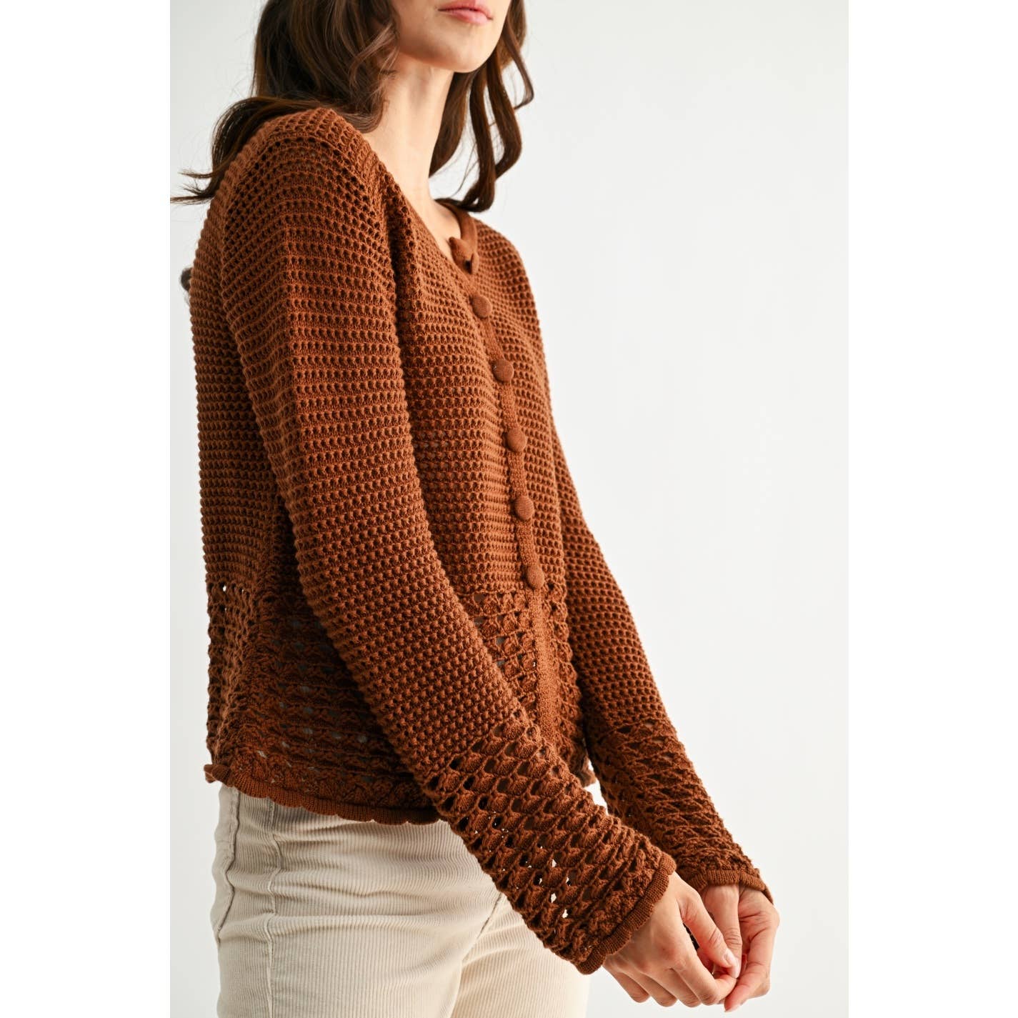 Brown Crochet Cardigan