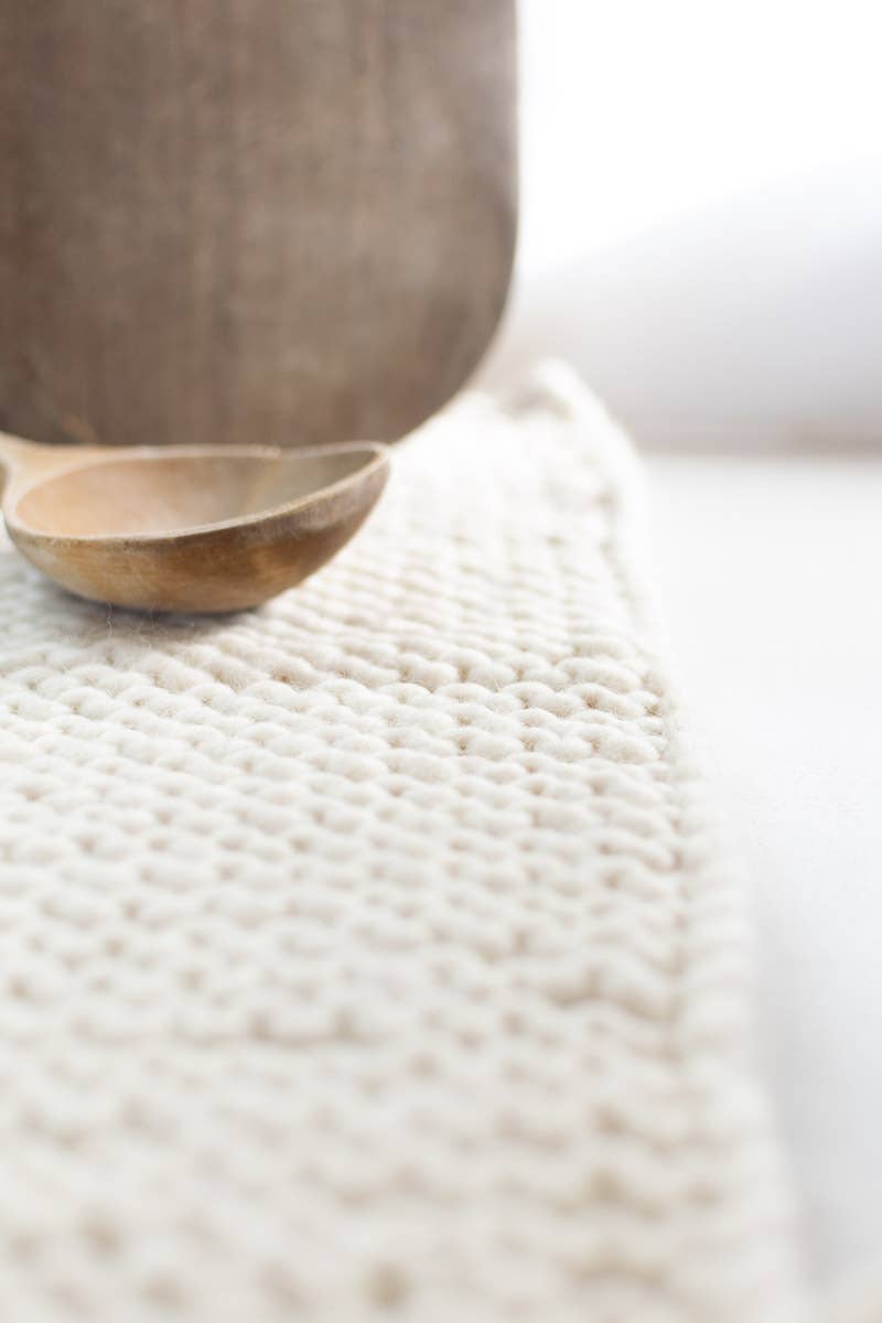 Knitted Wool Dish Mat | Natural