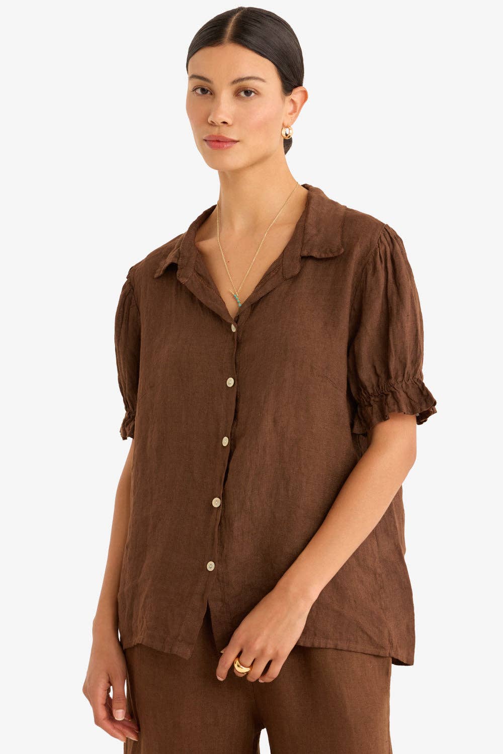 The Isla Linen Shirt in Cafe: OS