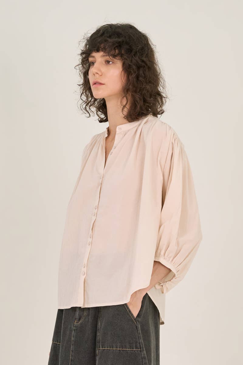 WIDE SLEEVE BLOUSE: ECRU / Contemporary / LARGE