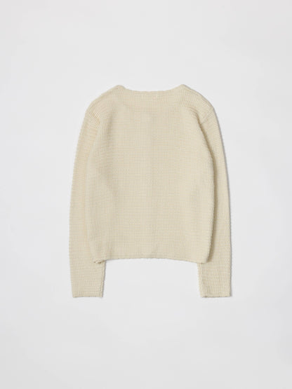 Scalloped Edge Textured Mid-Weight Cardigan | Cream