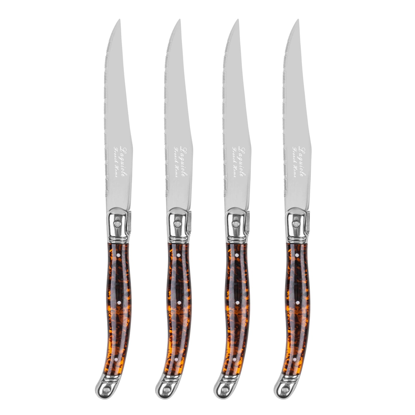 Laguiole Connoisseur 4-Piece Tortoise Steak Knife Set
