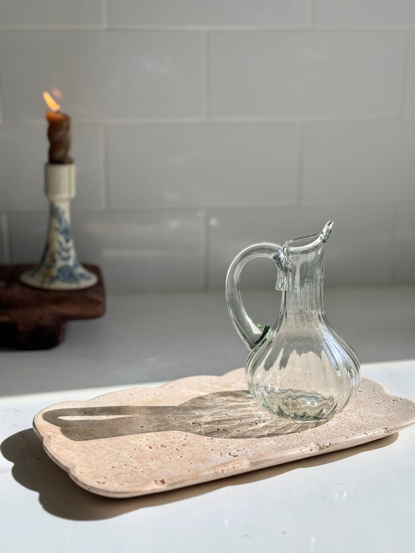Scalloped Travertine Tray