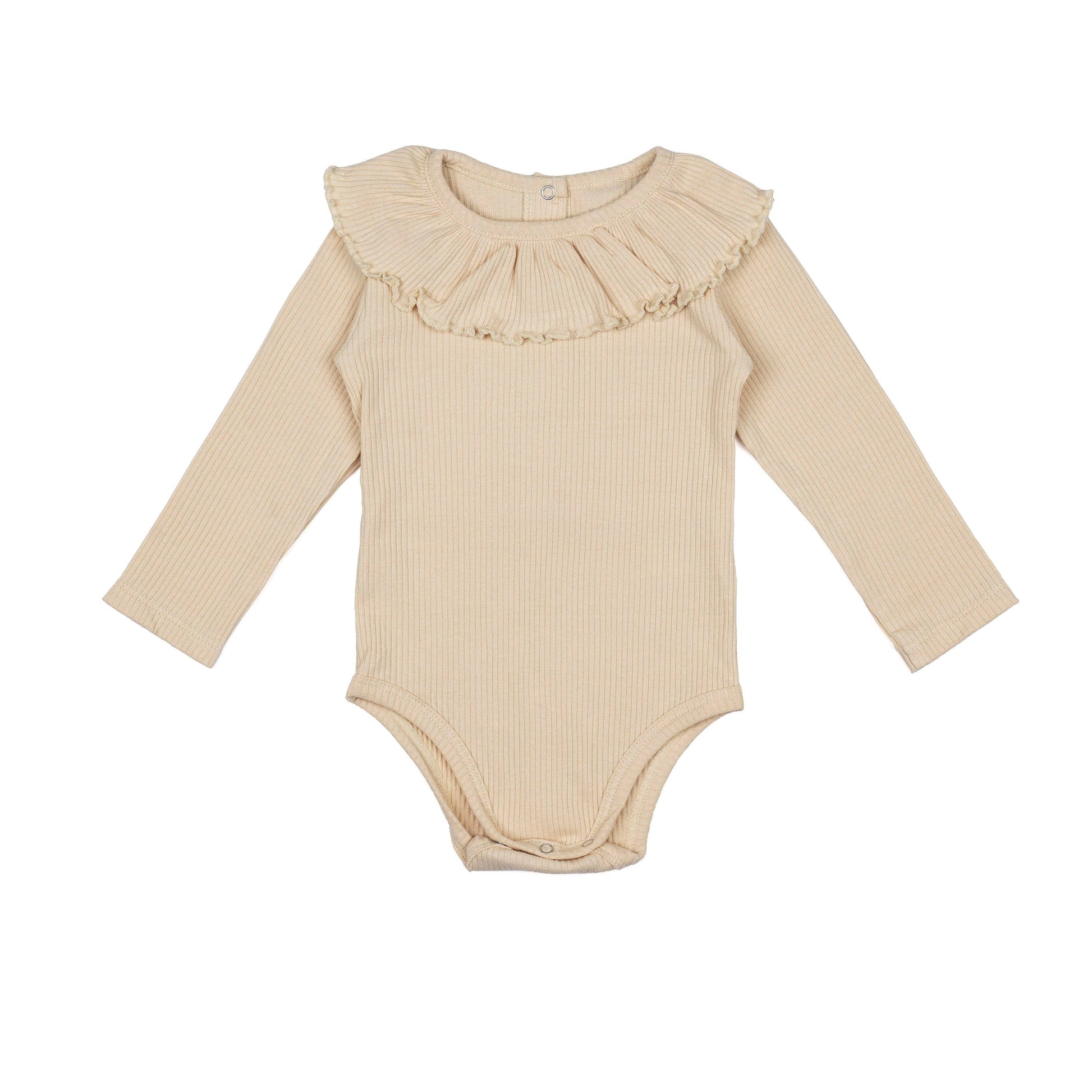 Collar Onesie - Taupe: 3-6m