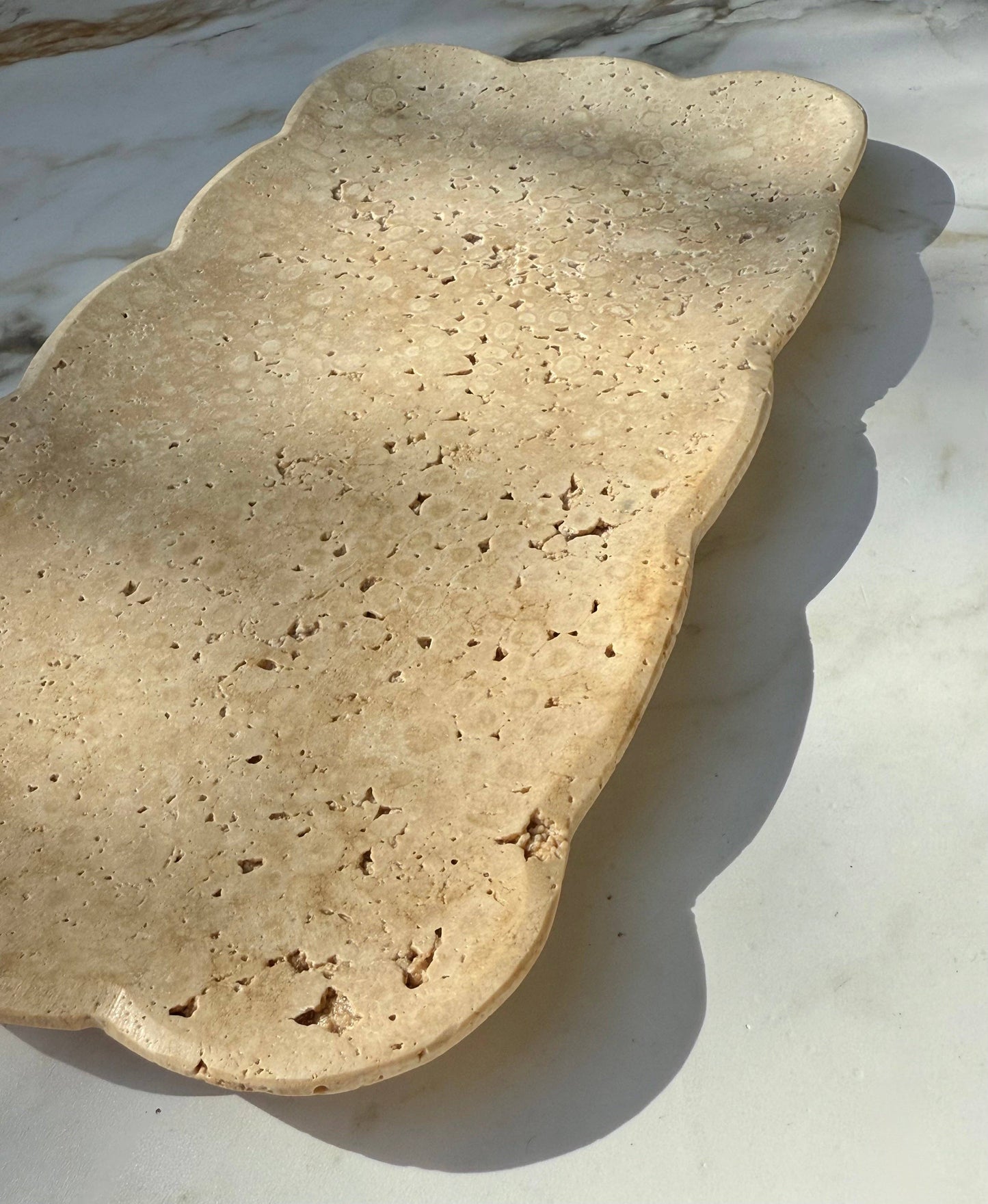 Scalloped Travertine Tray