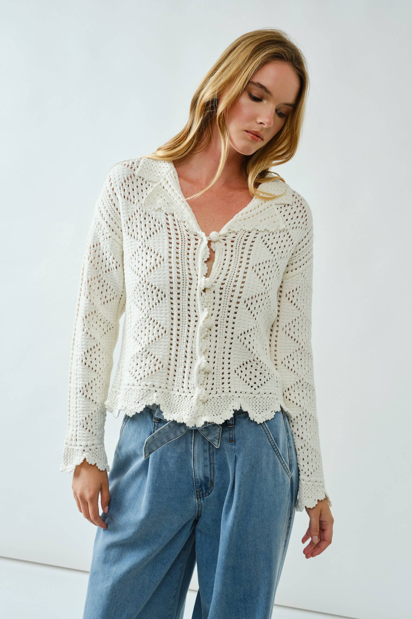 Open Knit Crochet Cardigan