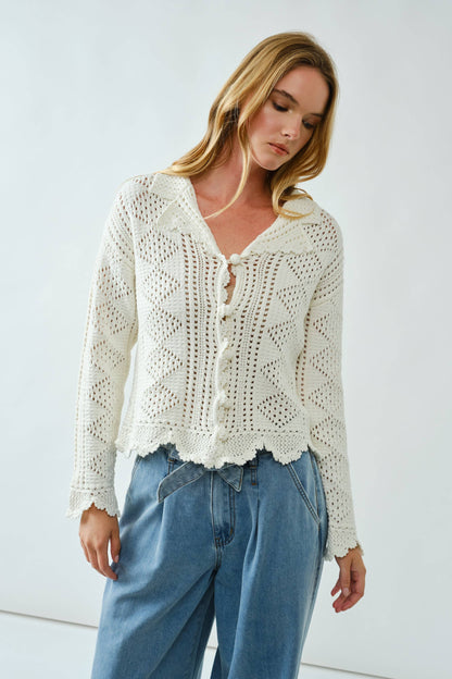 Open Knit Crochet Cardigan