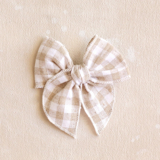 Mini Pale Gingham Bow Clip