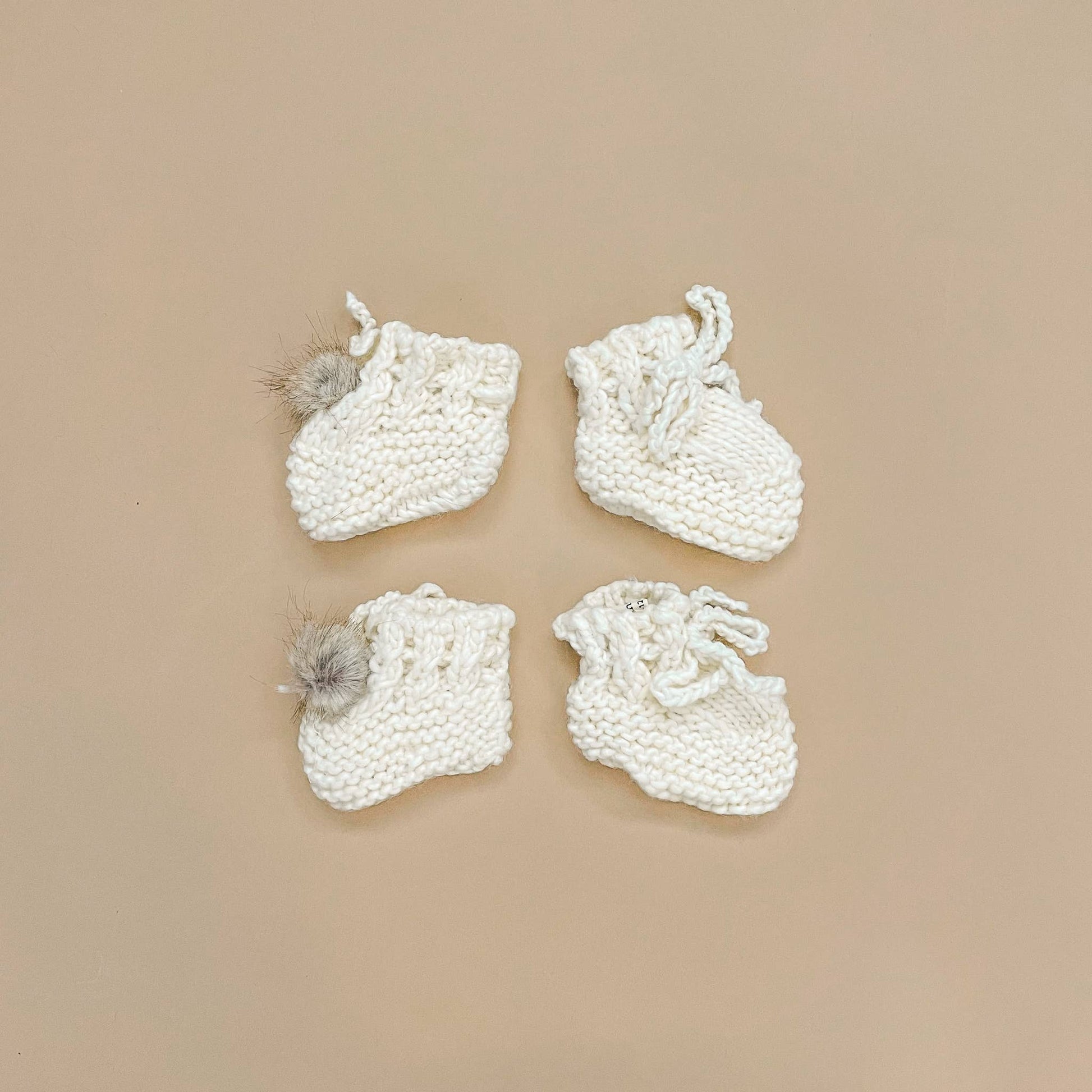 Classic Booties, Cream | Hand Knit Baby Shoes