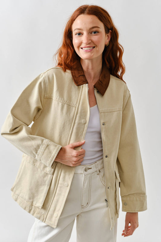 Vintage Washed Barn Jacket | Taupe