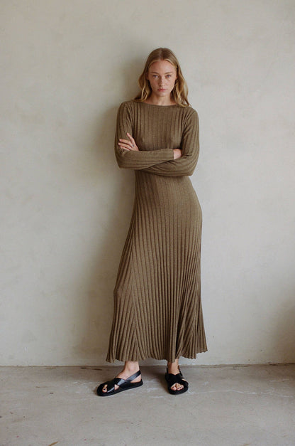 Alma  Knit Sweater Maxi | Brown