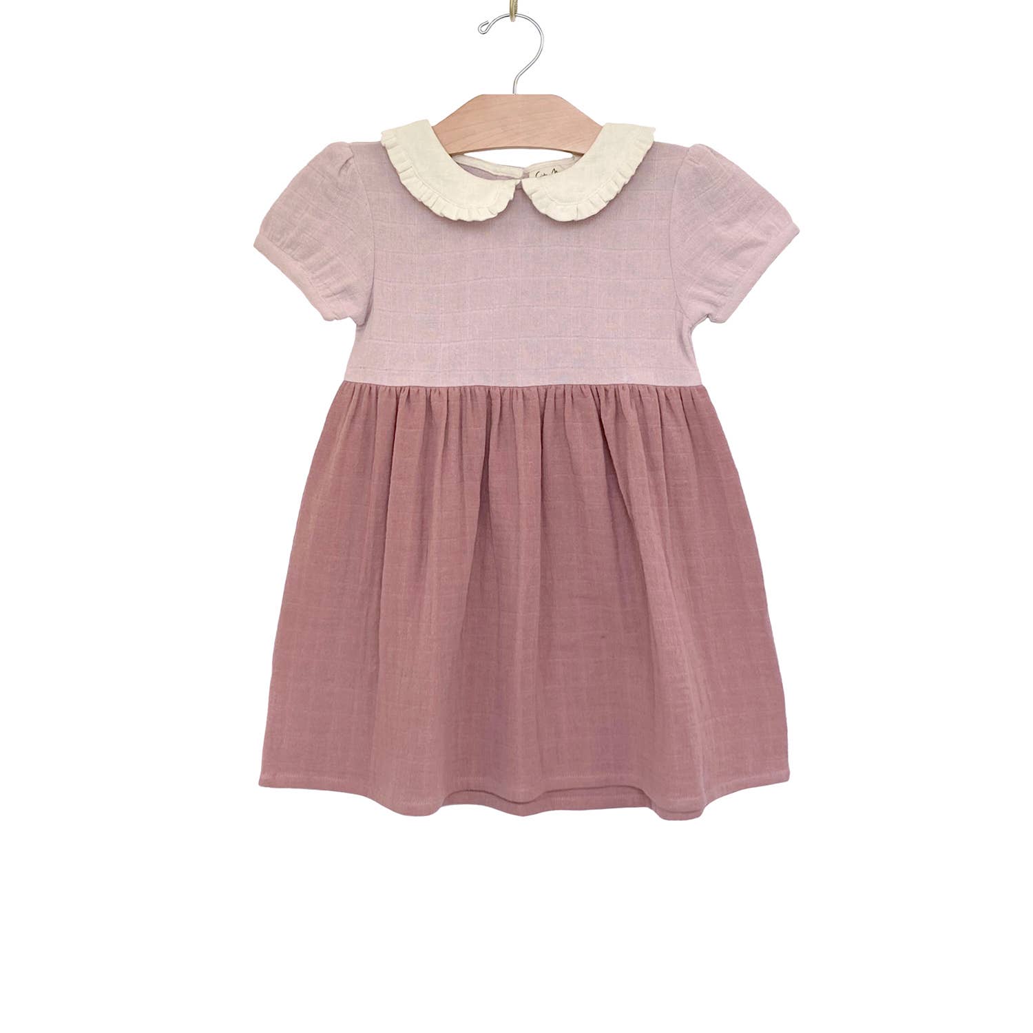 Colorblock Collar Dress- Soft Rose: 8Y