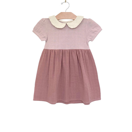 Colorblock Collar Dress- Soft Rose: 8Y