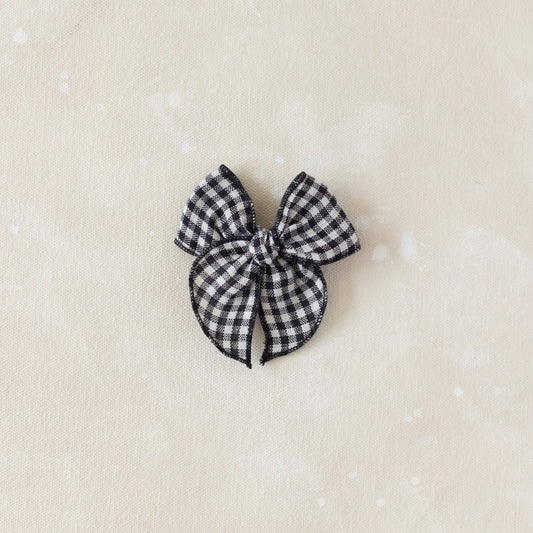 Mini Black Gingham Bow Clip