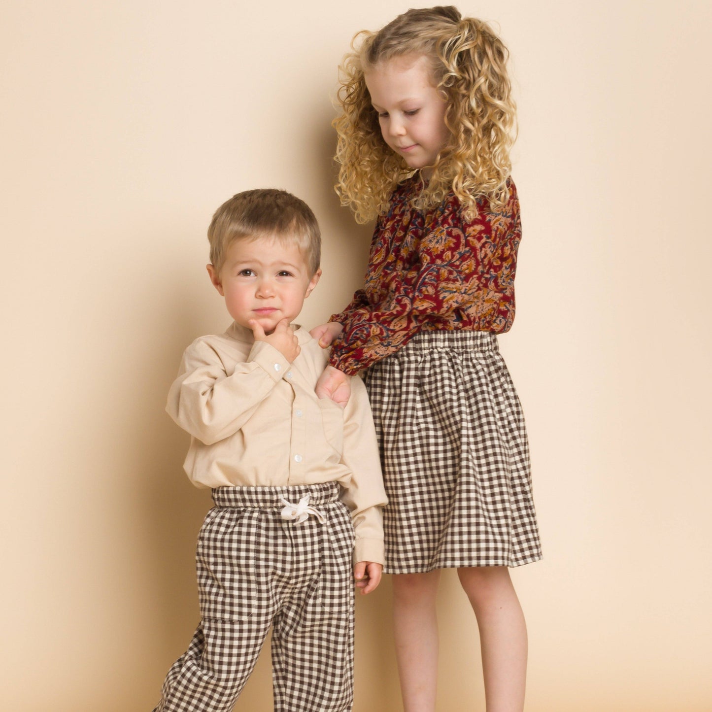 Coral Skirt | Walnut Check: 5-6 Y