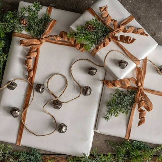 6' ANTIQUED 1.25" SILVER BELL GARLAND