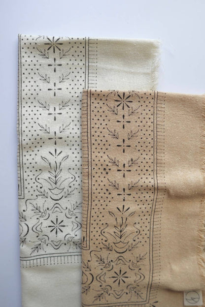 Cream Classic Print Naturally Dyed Bandana | (black ink)