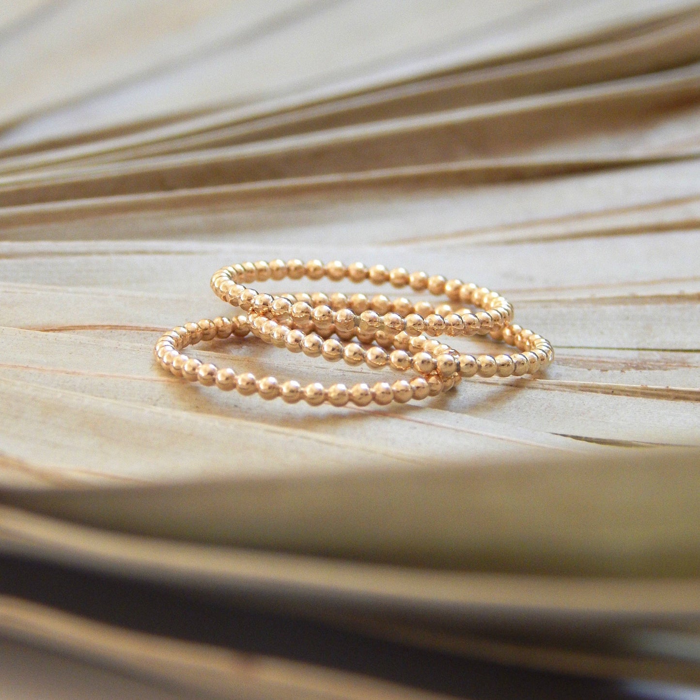 Beaded Stacking Ring - Waterproof, Hypoallergenic, Dainty: 8 / Gold