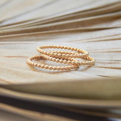 Beaded Stacking Ring - Waterproof, Hypoallergenic, Dainty: 7 / Gold