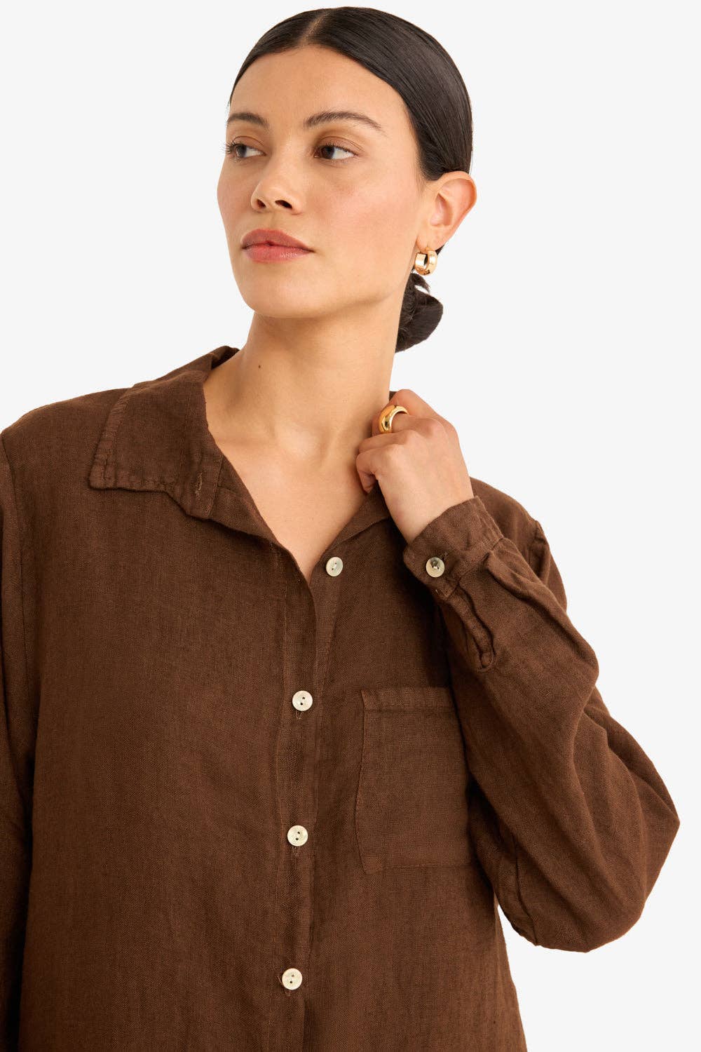 The Playa Linen Shirt in Cafe: OS