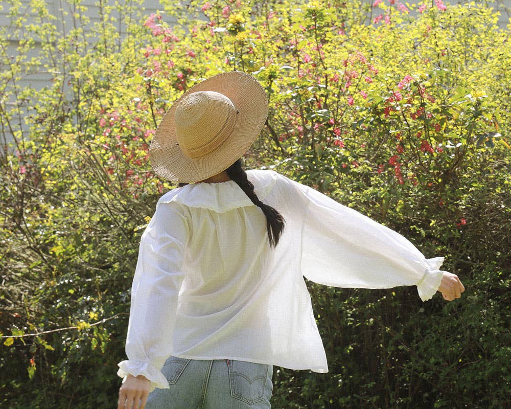 Antique Inspired White Puff Sleeve Blouse - Nesaea Blouse: 34