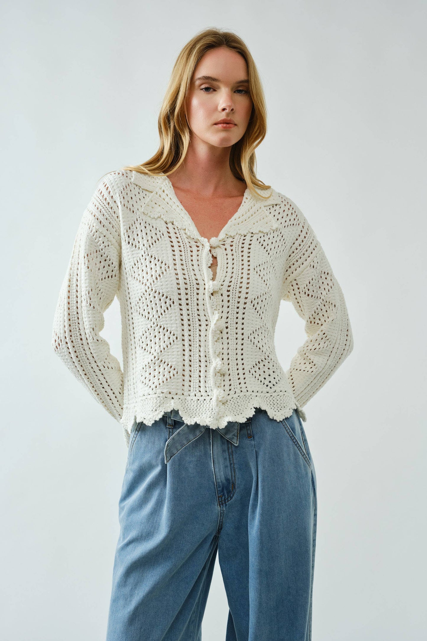 Open Knit Crochet Cardigan