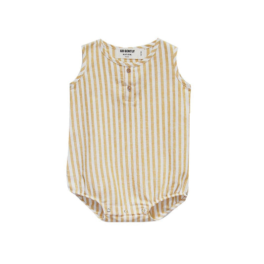 Woven Tank Onesie | Mustard stripe