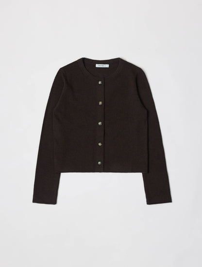 The Molly Cardigan | Lightweight Cropped Cardigan: DARK BROWN / MEDIUM