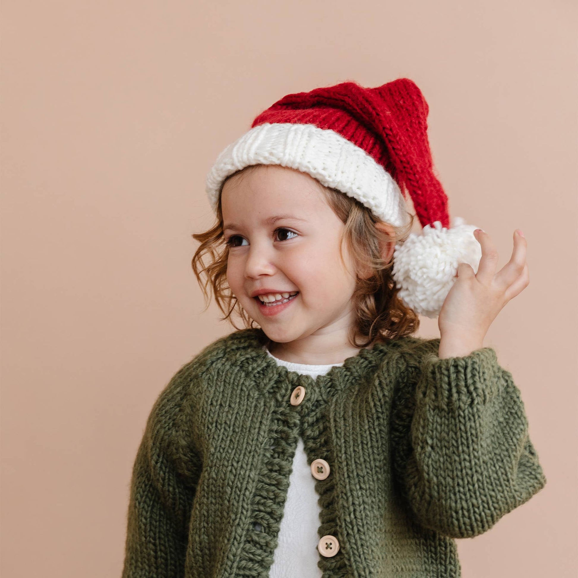 Nicholas Santa Hat | Hand Knit Kids & Baby Christmas Holiday: XS; 3-6m