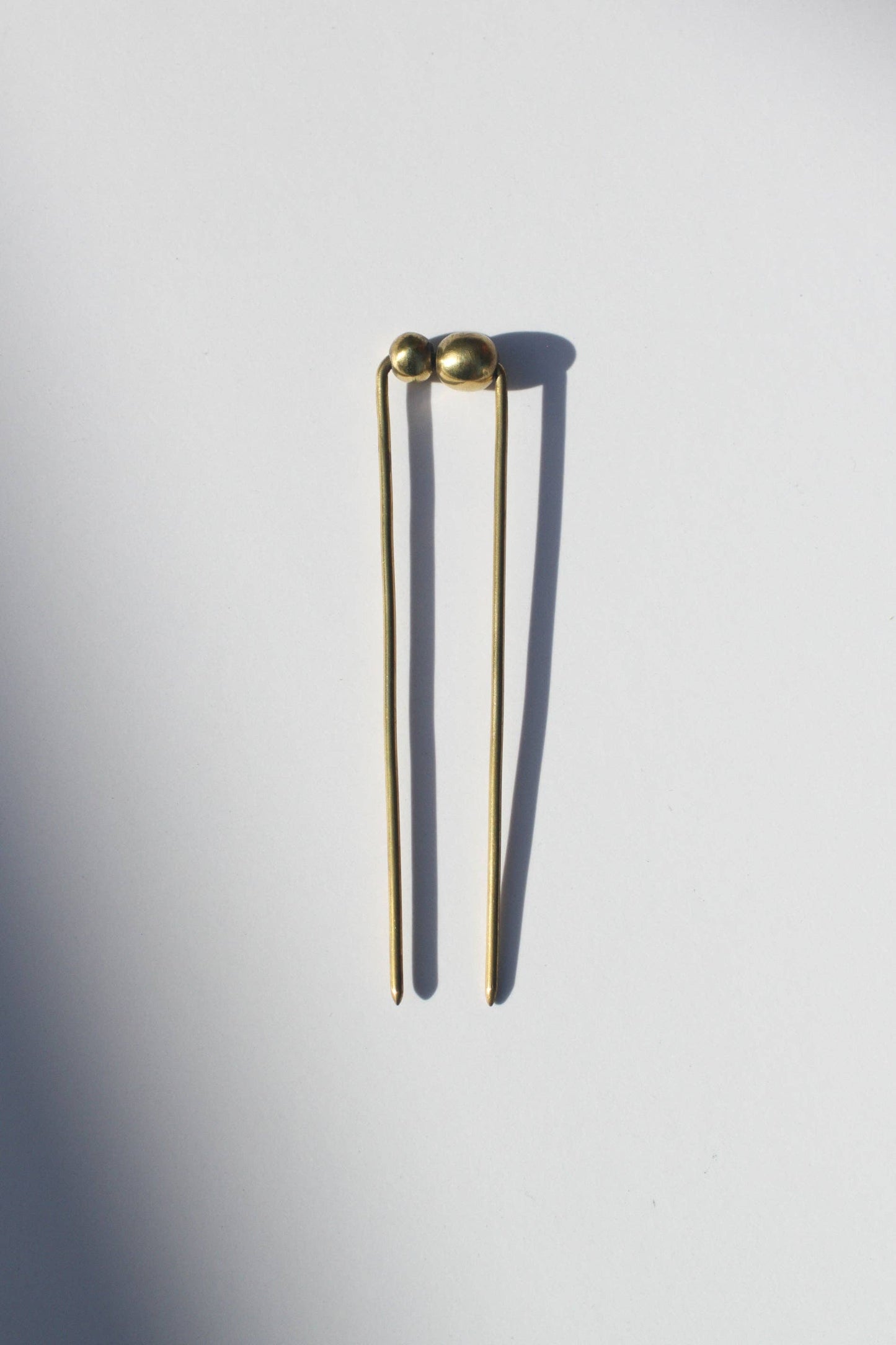 Raw Brass Bead Hair Pin | Full 5"