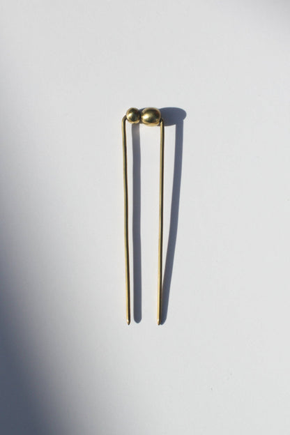Raw Brass Bead Hair Pin | Mini 3.5"
