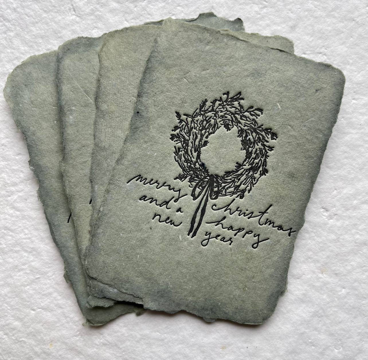 Petite Merry+Happy New Year Wreath Note Cards | Set of Four