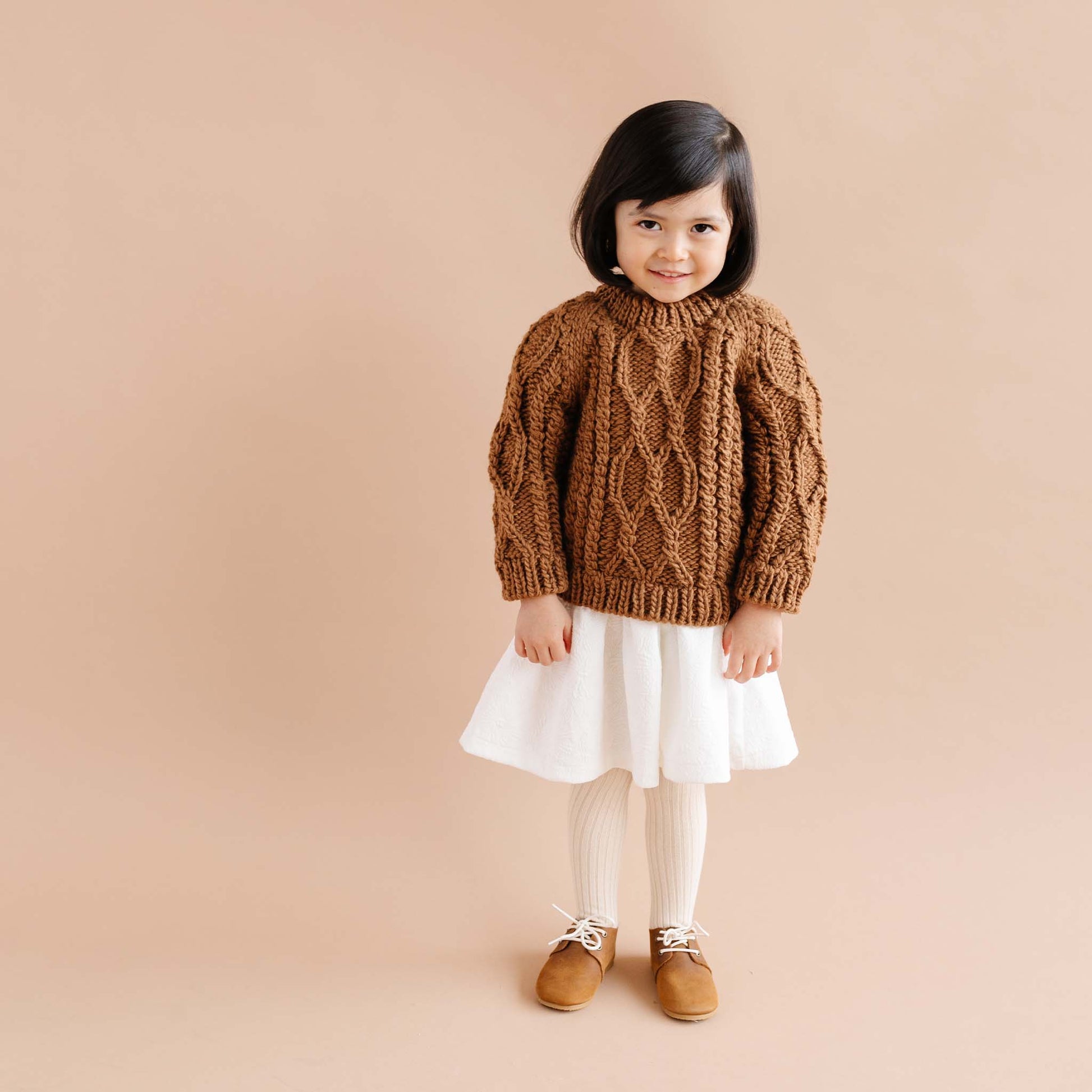 Fisherman Sweater, Walnut | Kids Fall Back to School Clothes: XS; 6-12m